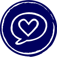 Icon psychische Gesundheit Icon zeigt Herz in Sprechblase